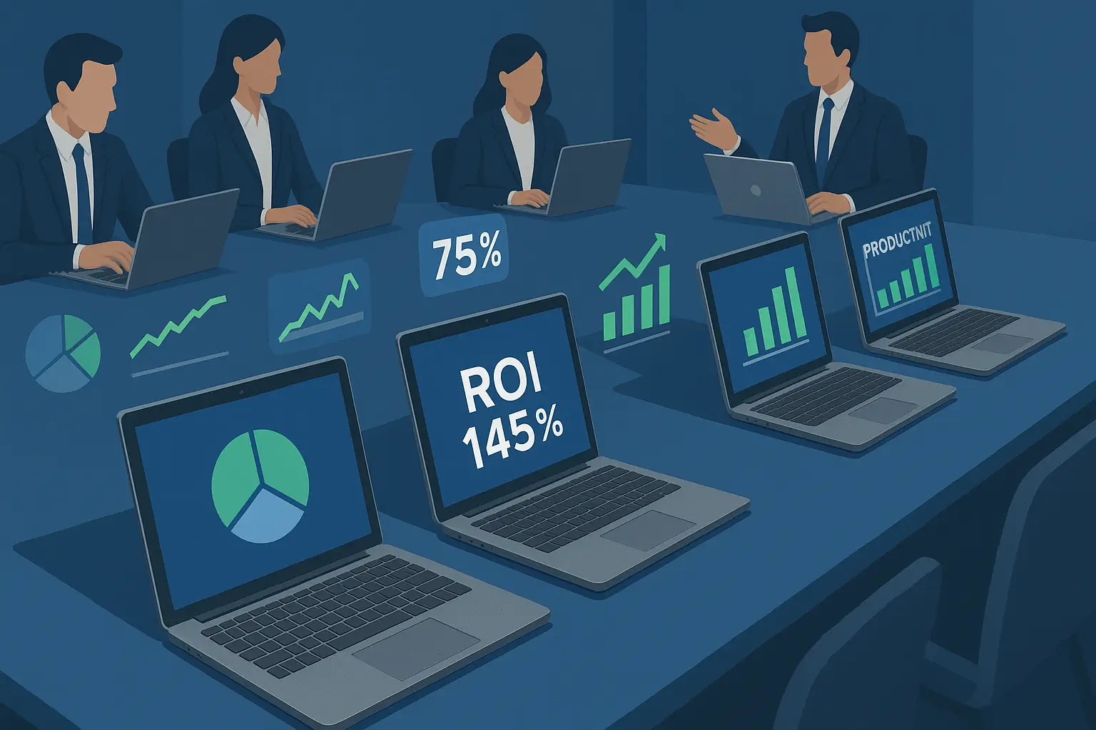 Business laptop comparison guide for 2025 showing top 7 models with performance data, ROI analysis, and productivity metrics for small businesses