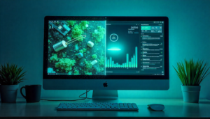 Comparison between a slow, cluttered computer and an optimized, fast-running PC showing performance difference