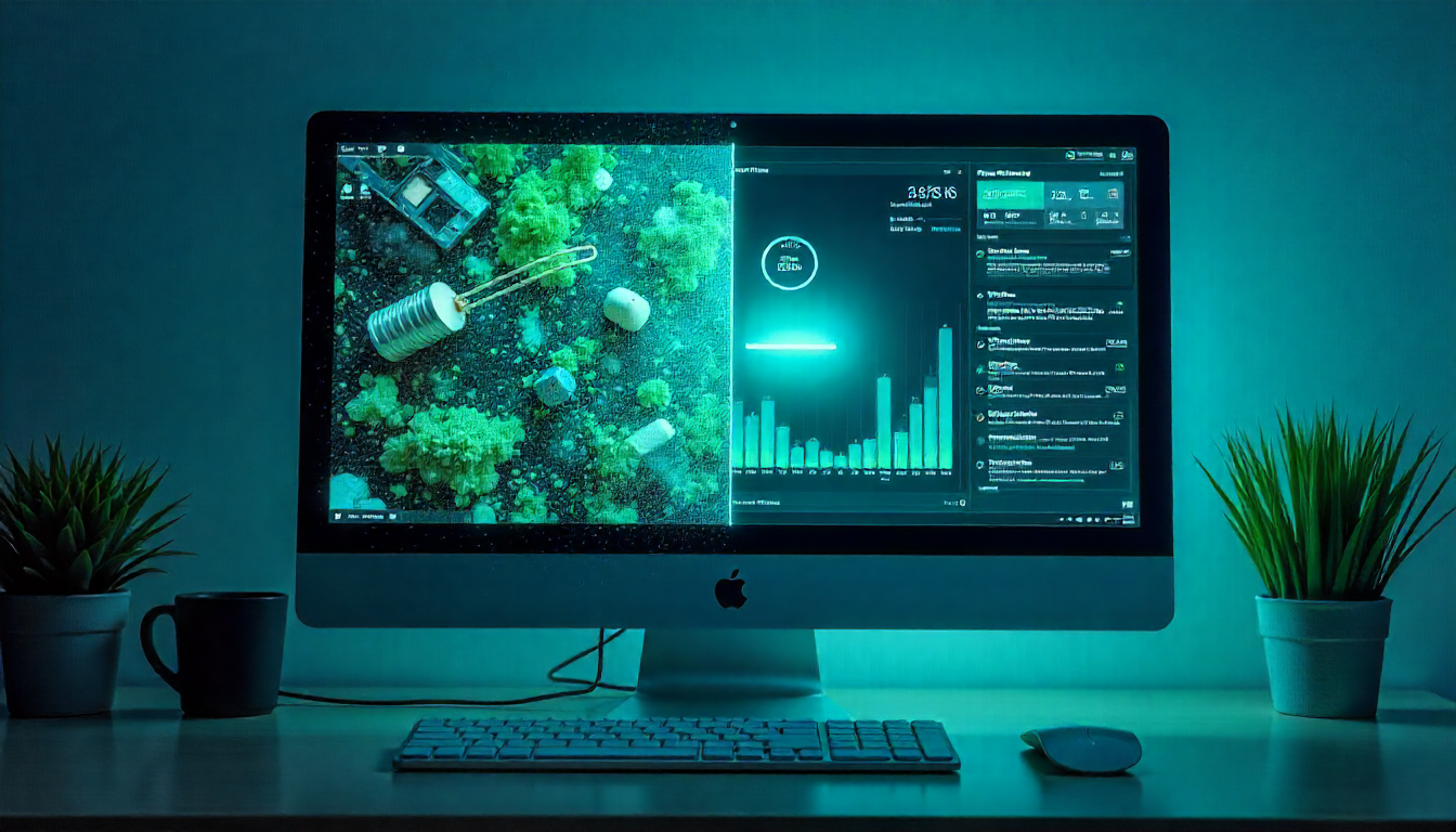 Comparison between a slow, cluttered computer and an optimized, fast-running PC showing performance difference