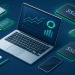 Comparison of top 5 SSDs for small business 2025 with performance data visualization and business environment setup