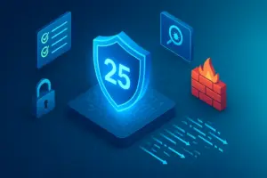 PC security checklist with digital shield, checkmarks, and cybersecurity elements